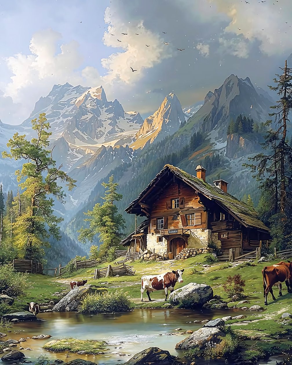 Sonbaharda Güzel Manzara, Duvar Dekorasyonu için Kanvas Vahşi Yaşam Sanatı by F. Abderrahim