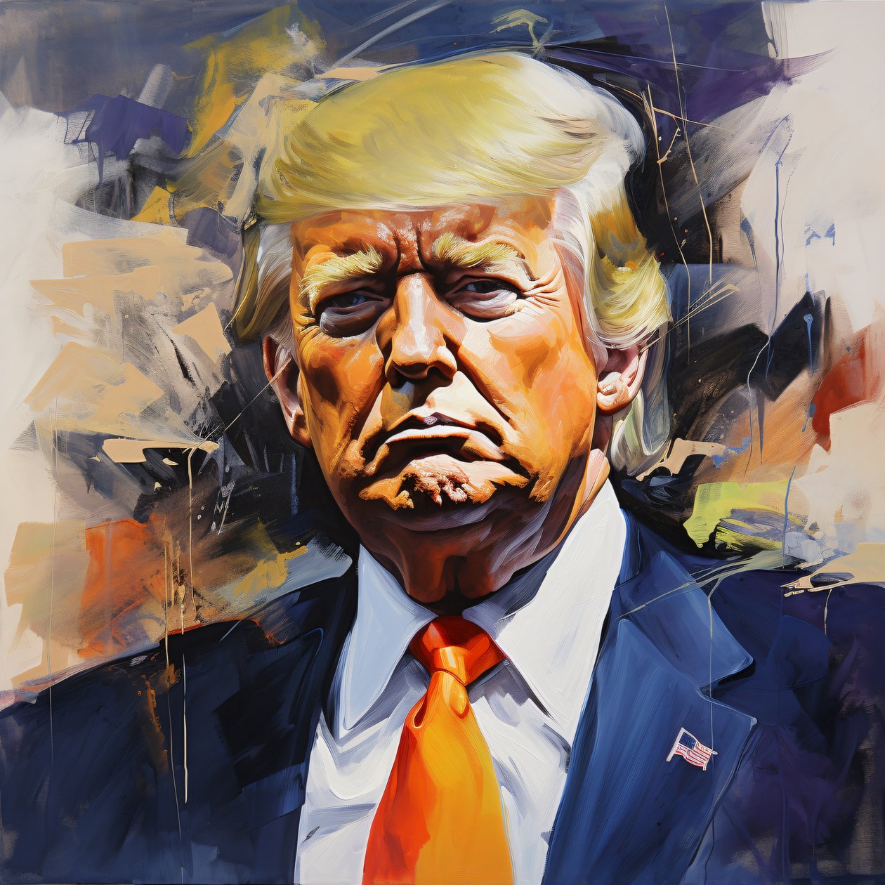 Akrilik Donald Trump Tablosu, Çağdaş Duvar Sanatı, ofis için duvar dekoru by F. Abderrahim