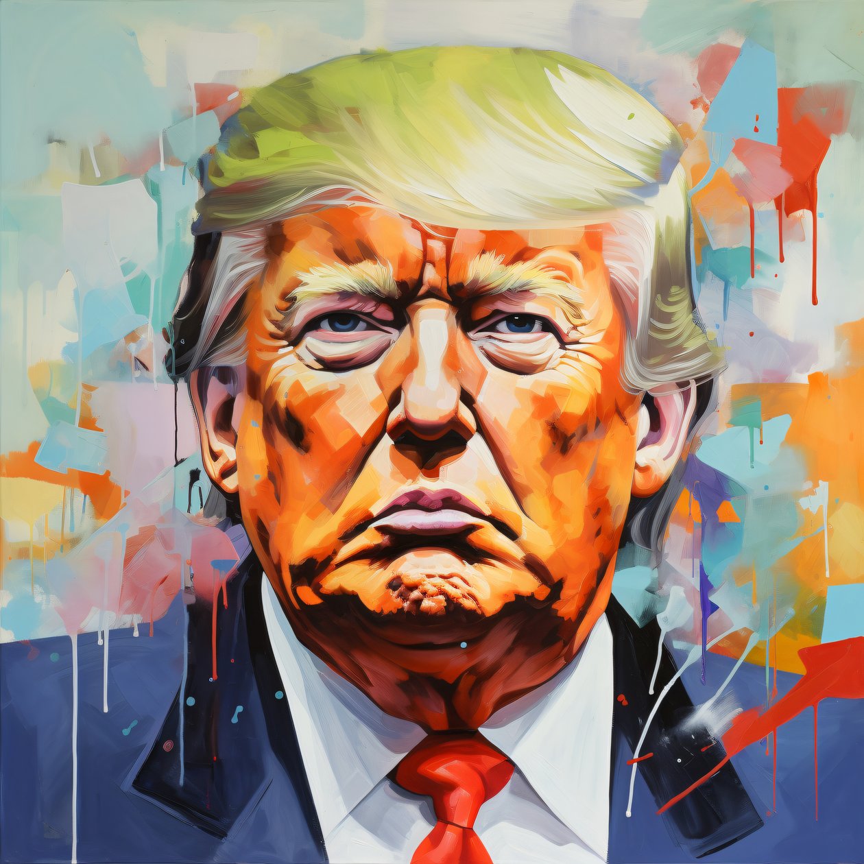 Donald Trump Kanvas Yağlı Boya Baskı, çerçeveli Ahşap duvar sanatı baskıları by F. Abderrahim