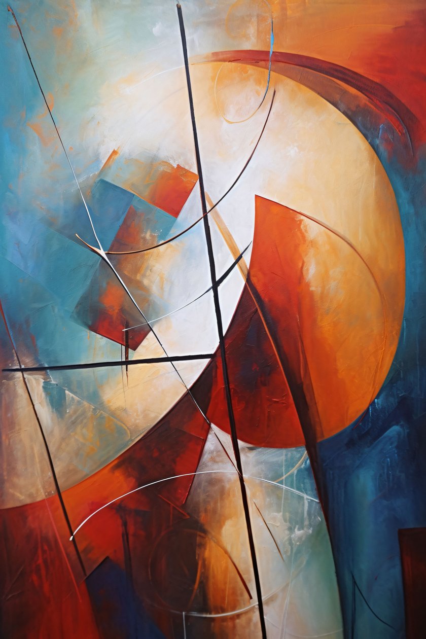 Şekiller ve Çizgiler Soyut Sanat, talep üzerine kanvas ve duvar çerçevesi baskısı by F. Abderrahim