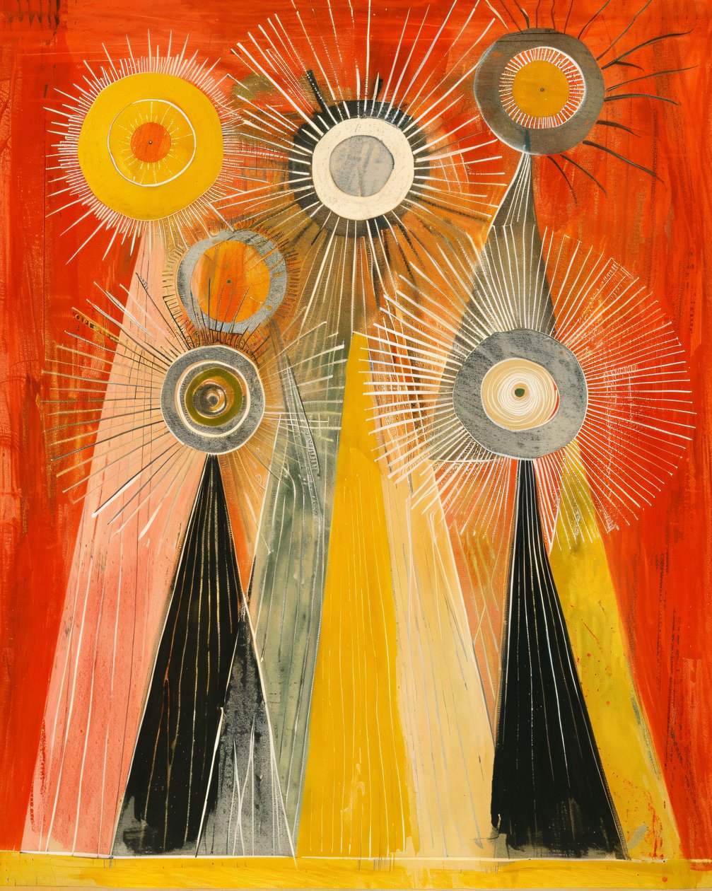 Soyut yağlı boya Hilma af Klint ilhamı, mistik tarz, klasik duvar dekoru by F. Abderrahim