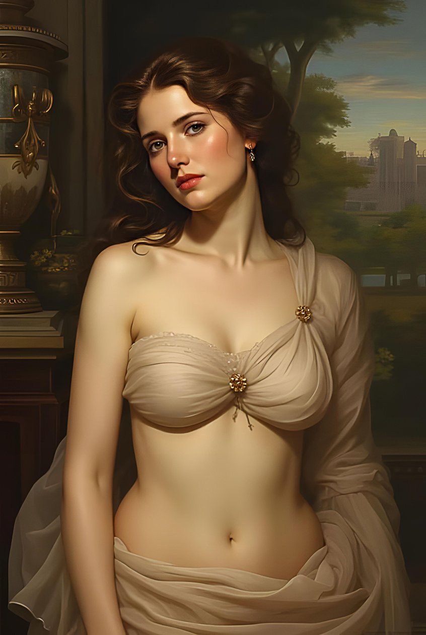 Aşık tam vücut güzel profil kadın, Fantezi, sürrealizm resim, duvar dekor baskıları by F. Abderrahim