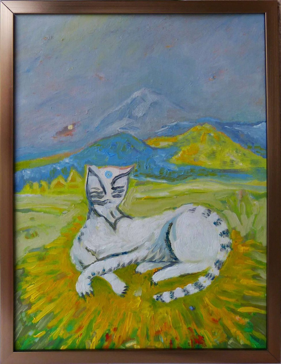 Beyaz kedili manzara Picasso by Elzbieta Goszczycka