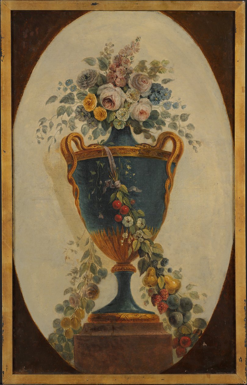 Çelenkli Dökümlü Çiçek Vazosu, 18. yüzyıl. by 18th century . French Painter