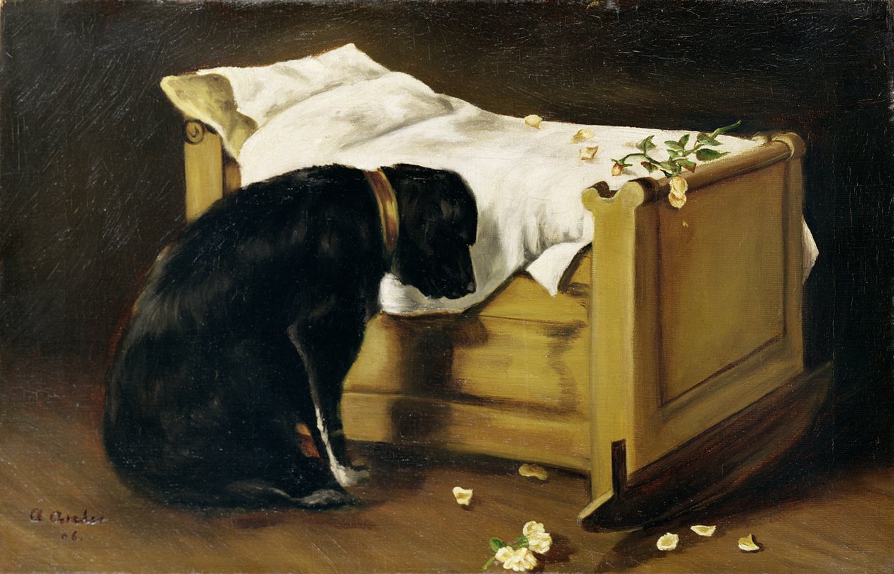 Küçük Efendisinin Yasını Tutan Köpek, 1866 by A. Archer
