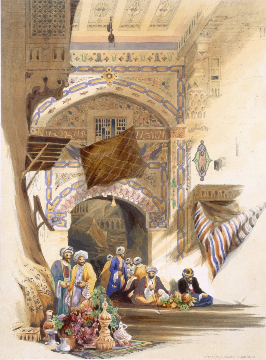 Bir Çarşı Geçidi, Büyük Kahire, pub. 1846 by A. Margaretta Burr
