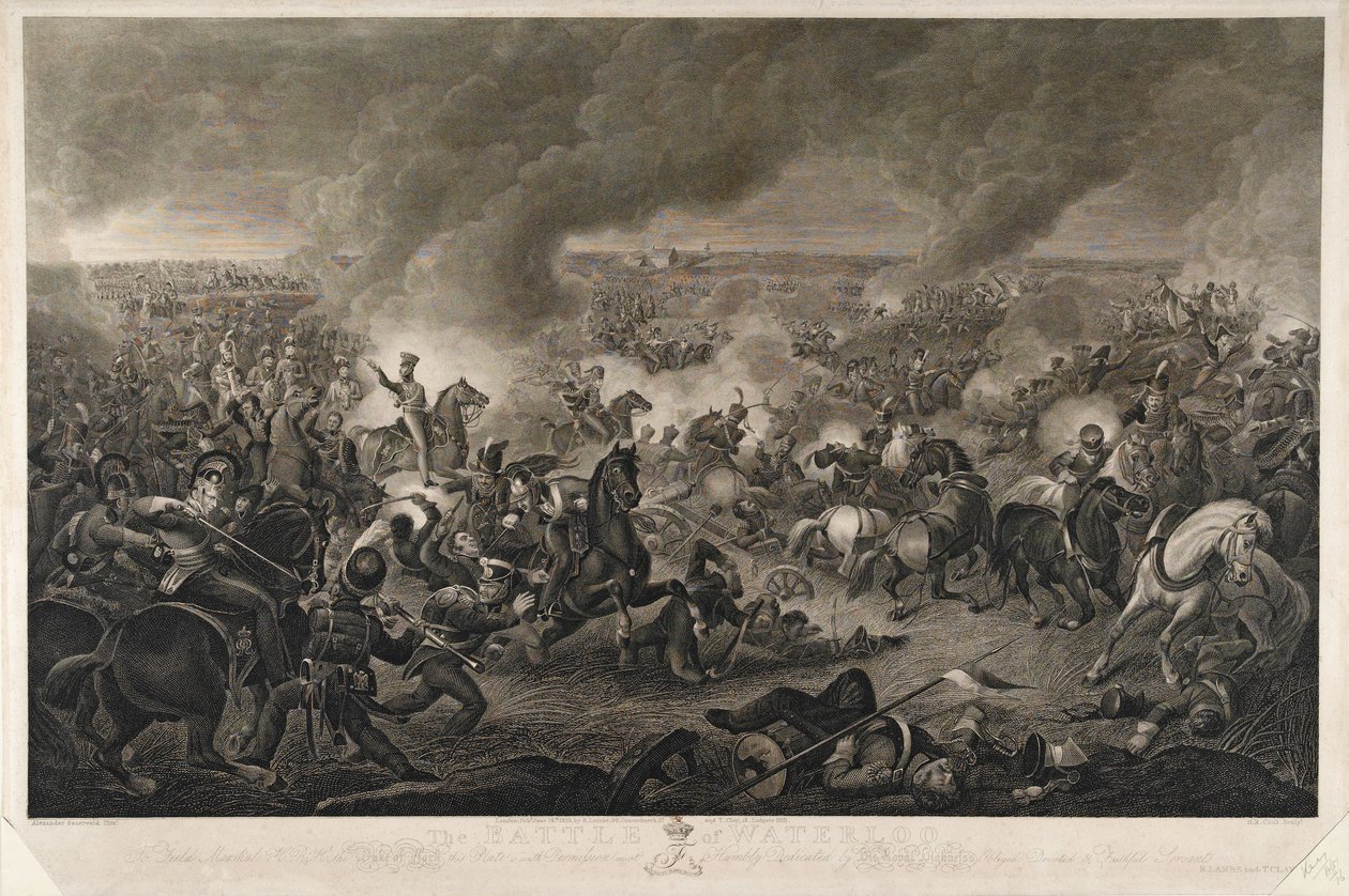 Dönem kapanışa doğru... , Waterloo Savaşı, 18 Haziran 1815, H. R. Cook tarafından oyulmuş, T. Clay ve R. Lambe tarafından yayınlanmış, Haziran 1819 gravürü by A. Sauerweld