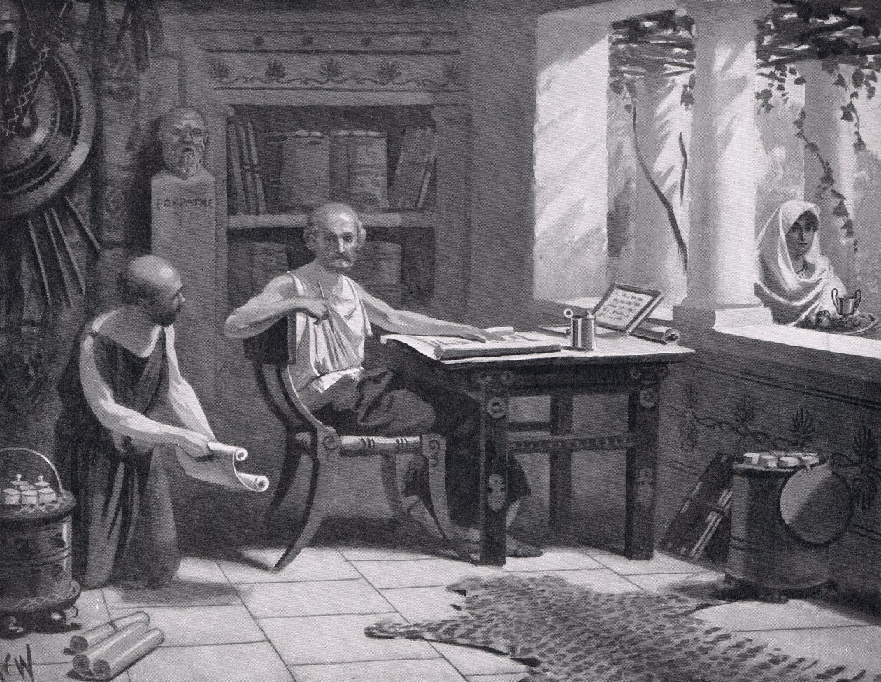 Ksenophon tarihini dikte ediyor, 'Hutchinson's History of the Nations'dan bir örnek, 1915 by A.C. Weatherstone