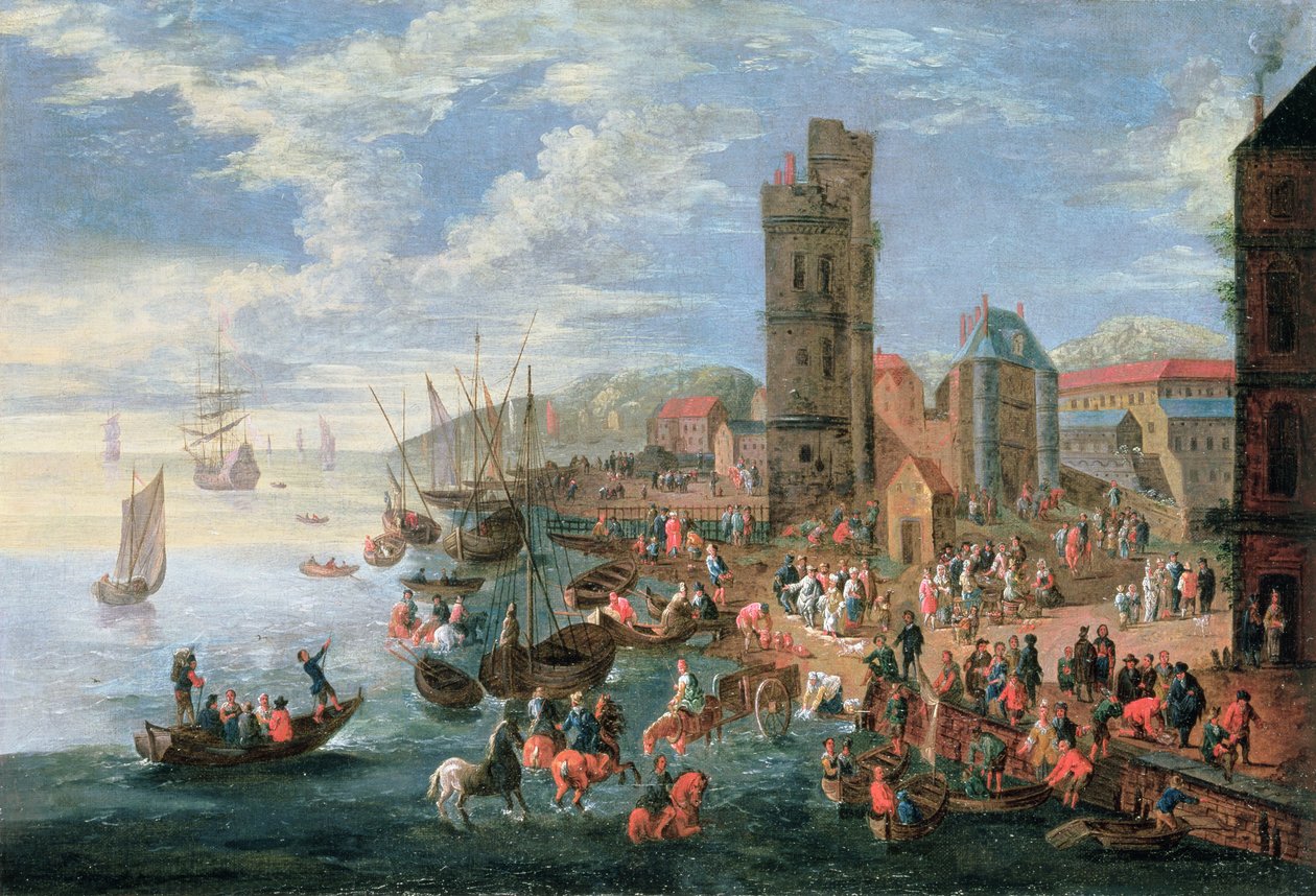A Harbour Scene  by A.F. and Bouts, P. Boudewyns