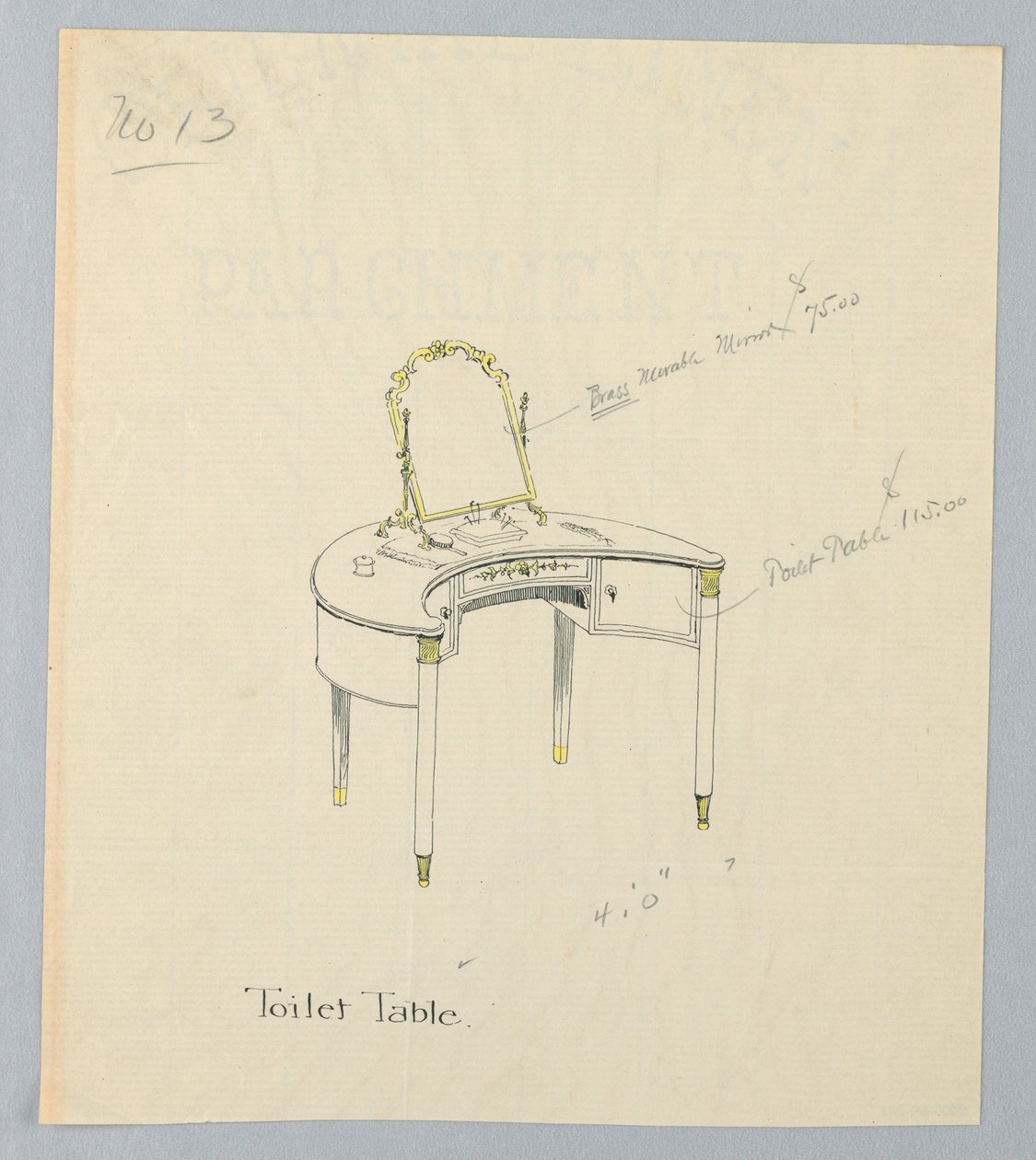 13 Numaralı Tuvalet Masası Tasarımı by A.N. Davenport Co.