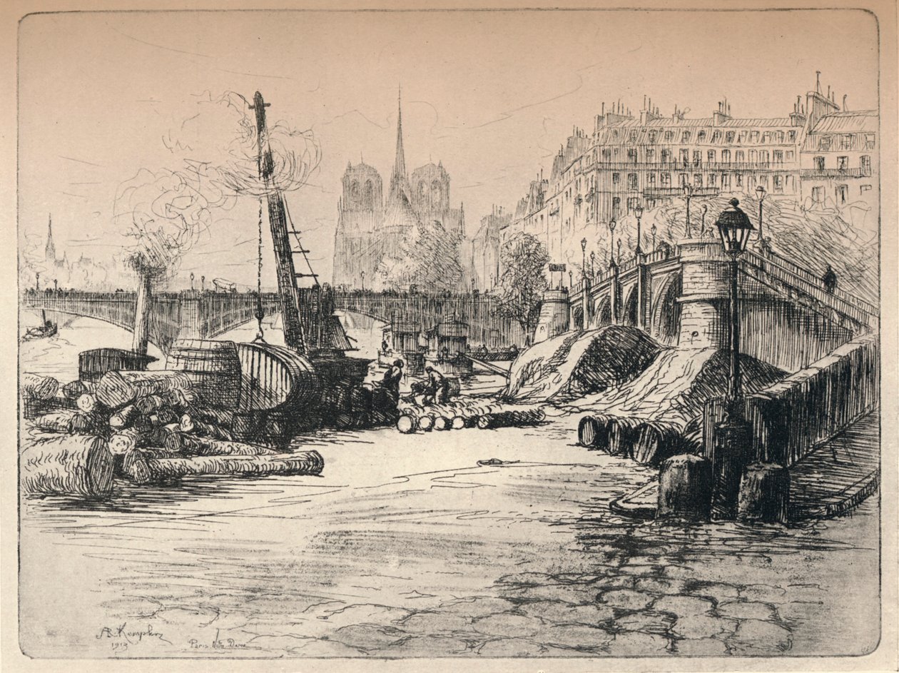 Notre-Dame ve Quai de Bethune, 1915 by AR Kempken