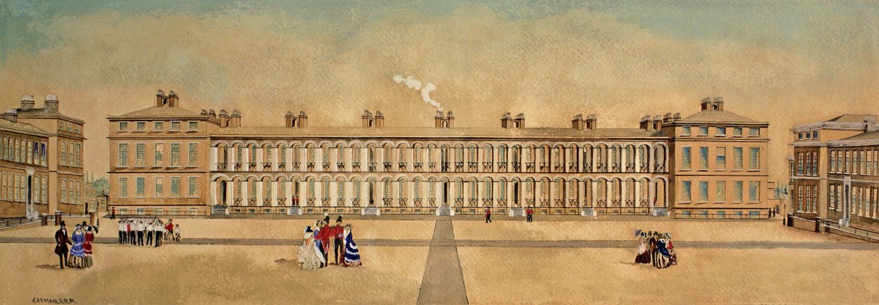 Kraliyet Deniz Piyadeleri Kışlası Woolwich, Kent, Francis Street kapısından bakıldığında, 1855 by A. Arman