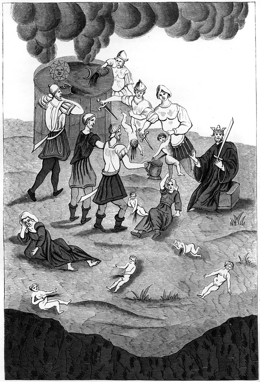 Mistik ayinleri için Hıristiyan çocukların kanını alan Yahudiler, 1849 by A. Bisson