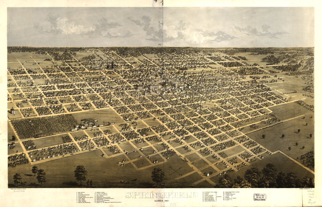 Springfield, Illinois 1867. by A.; Chicago Lithographing Co. Ruger