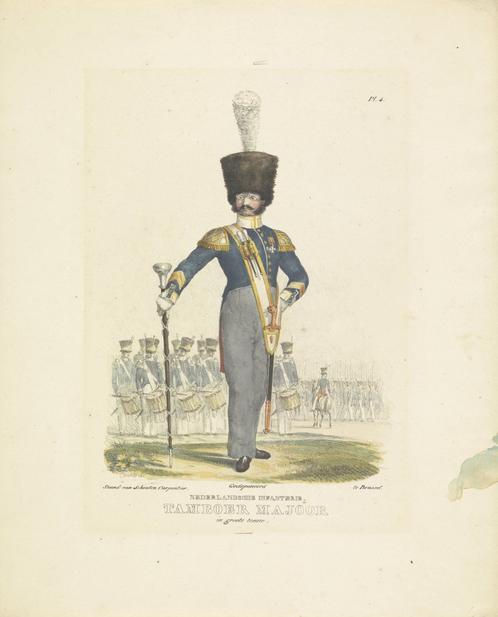 Tam Üniforma Davul Binbaşı Tam üniformalı majör davul, 1820-1825 Hollandalı Piyade. Büyük üniformalı Davul Binbaşı (nesne üzerindeki başlık) Hollanda Krallığı