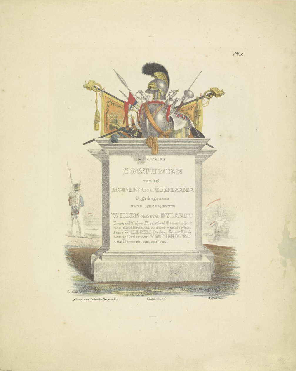 Hollanda Krallığı, 1820-1825 üniforma serisi için başlık baskısı Hollanda Krallığı