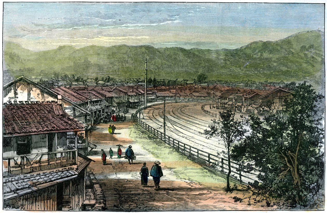 Kobe yakınlarındaki demiryolu hattı, Japonya, 1891 by A. Forsyth