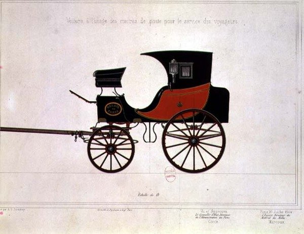 Engelmann ve Graf tarafından kazınmış Posta Servisi için bir arabanın tasarımı by A. G. (after) Ducoudray