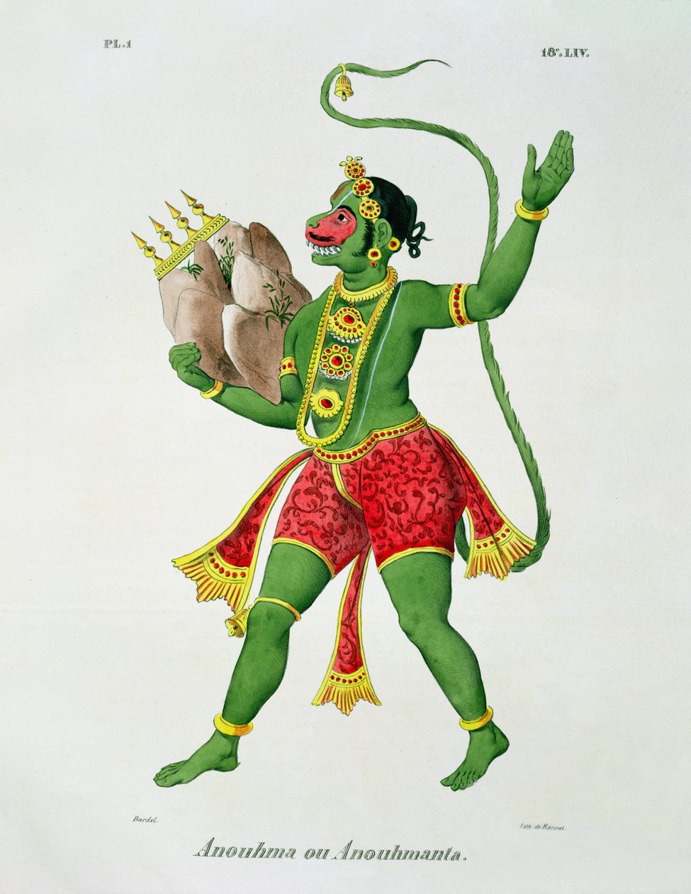 Hanuman, de Racinet tarafından oyulmuş by A. Geringer