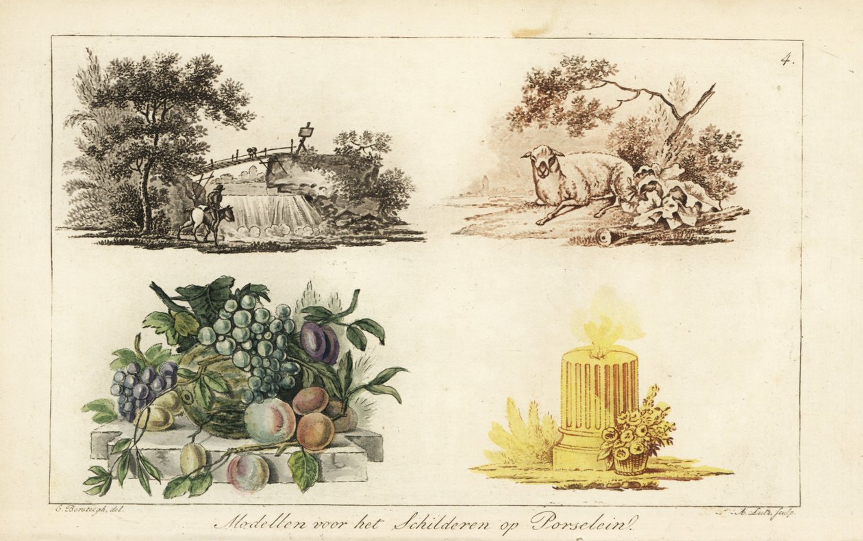 Porselen üzerine boyama desenleri: manzaralar, meyveler, mum by A. Lutz