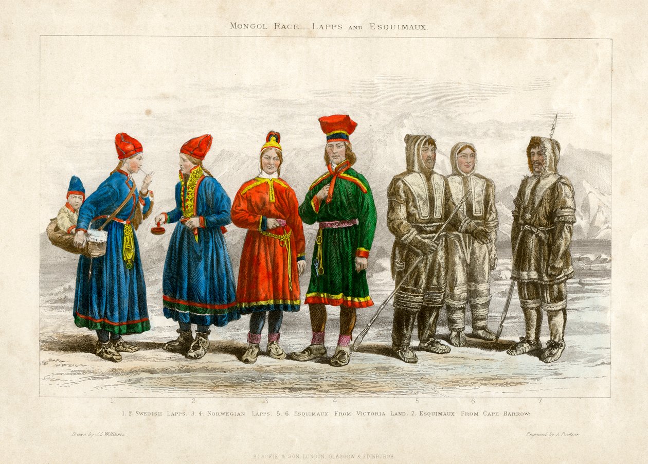Moğol Yarışı, Lapps ve Esquimaux, 19. yüzyıl. by A. Portier