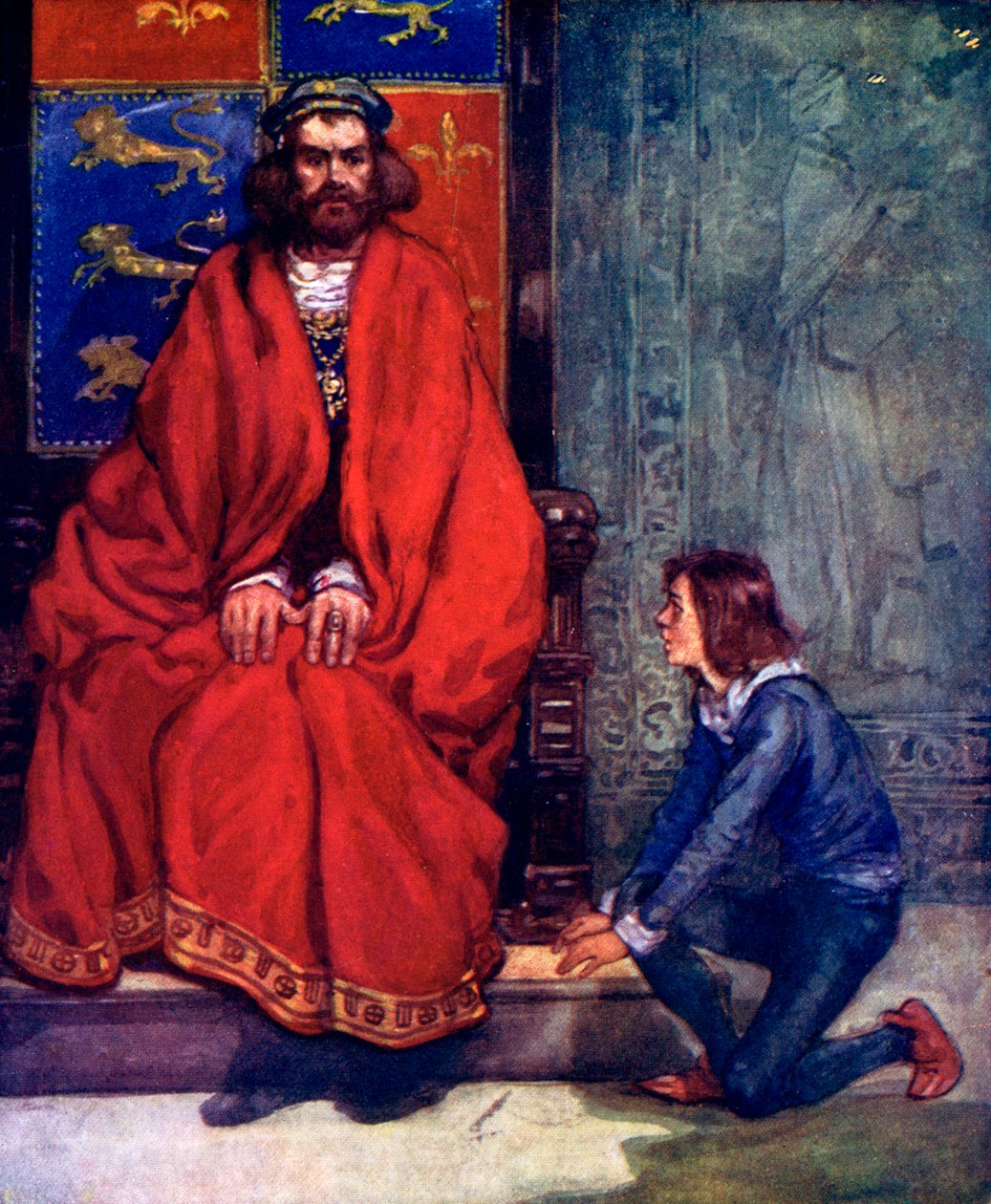 Küçük çocuk kralın önünde diz çöktü ve kekeleyerek hikayeyi anlattı, 1120, 1905 by A. S. Forrest