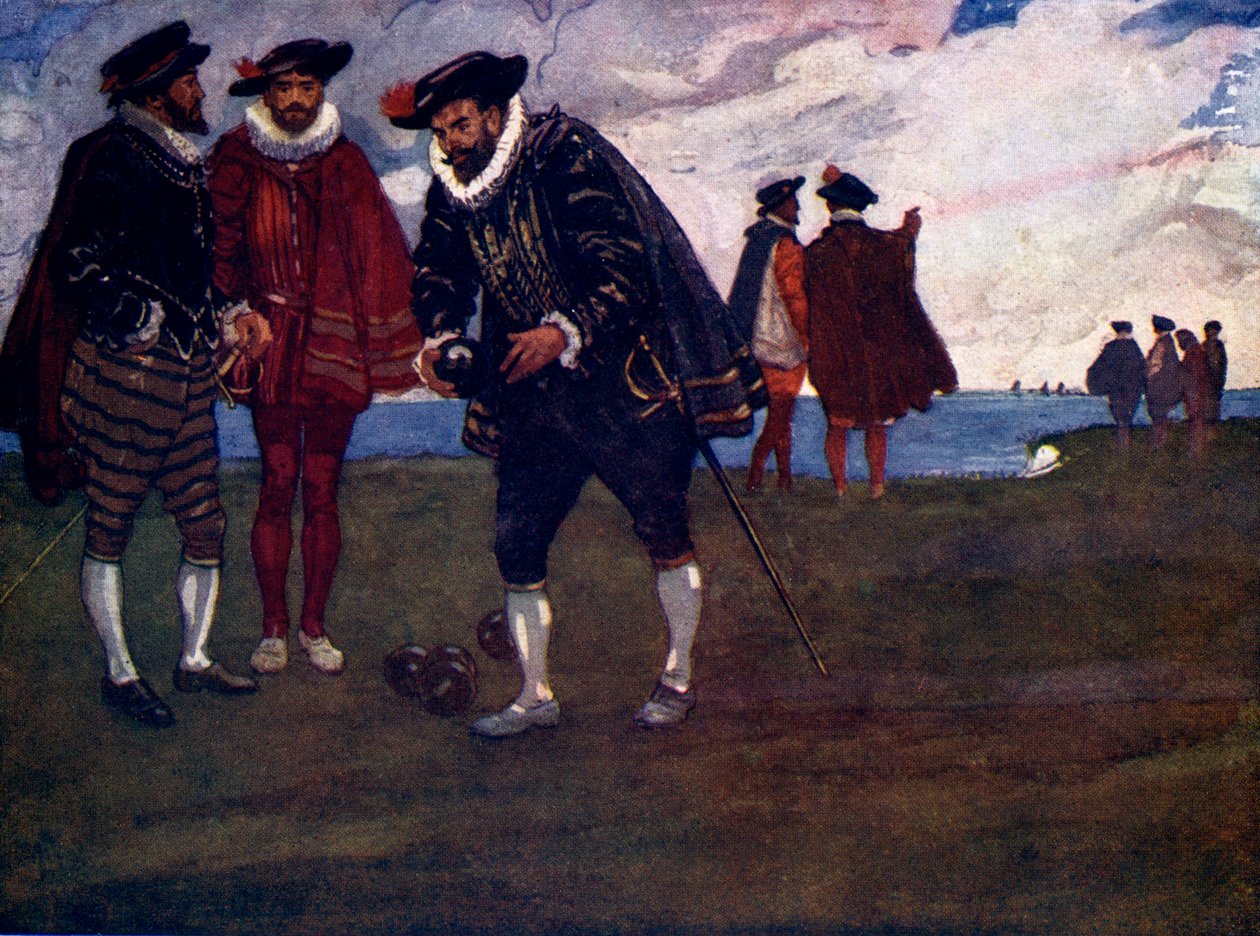 Oyunu bitirmek ve İspanyolları yenmek için de zaman var, dedi Drake, 1588, 1905 by A. S. Forrest