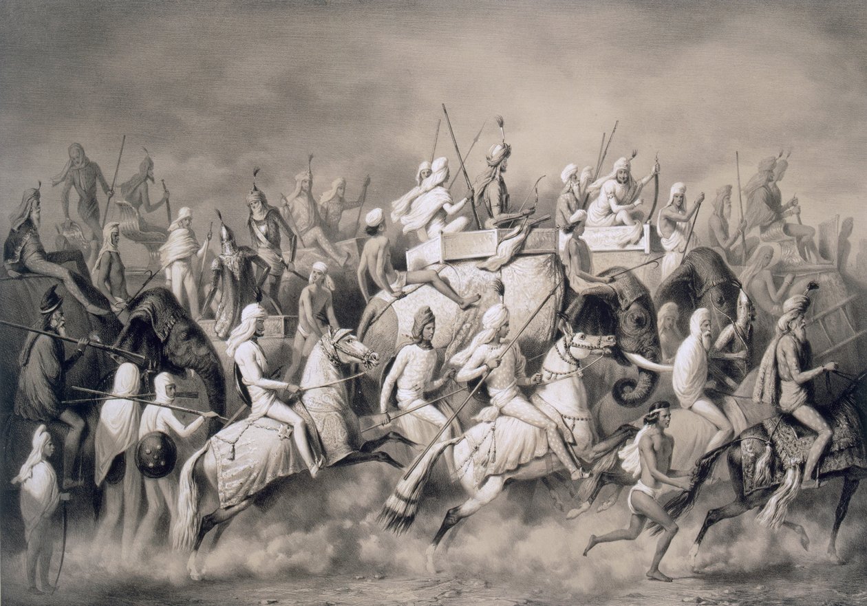 Chir Singh, Sihlerin Mihracesi ve Pencap Kralı, Lahore yakınlarında maiyeti avı ile, 1859 by A. Soltykoff