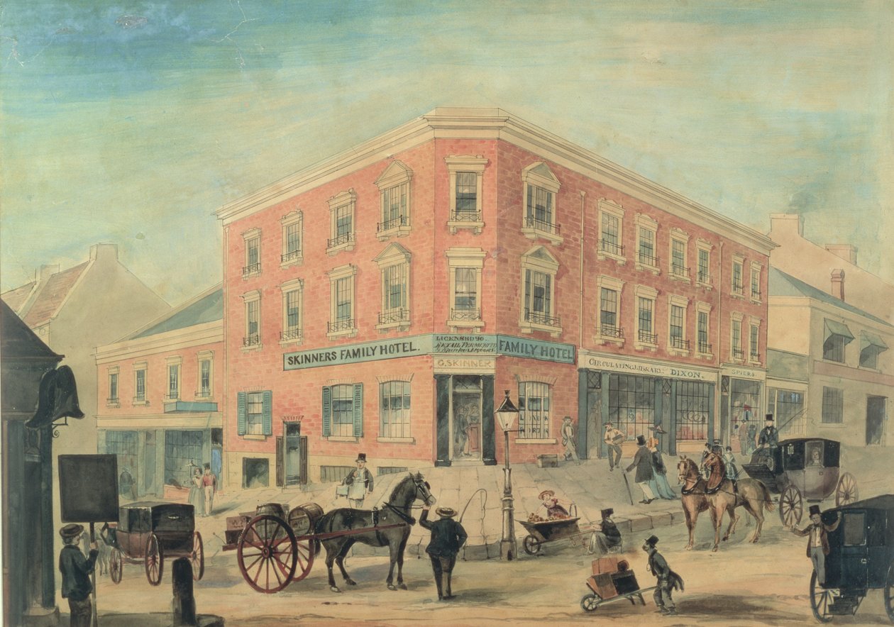 George ve Hunter Sokaklarının Köşesi, Sidney, 1849 (wc) by A. Torning