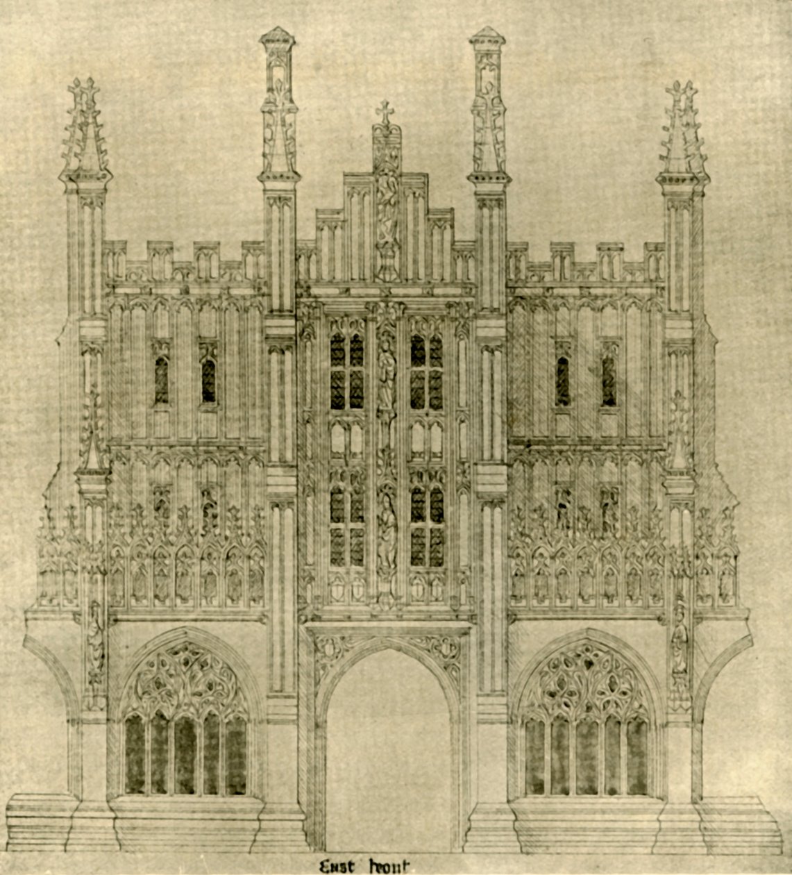 Mimari çizim: Doğu cephesi, 1833-1834, 1906. by A. W. N. Pugin