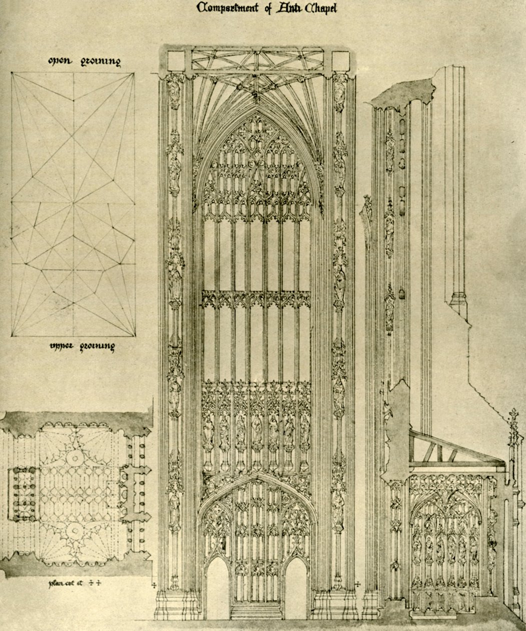 Mimari çizim: Anti Şapel bölmesi, 1833-1834, 1906. by A. W. N. Pugin