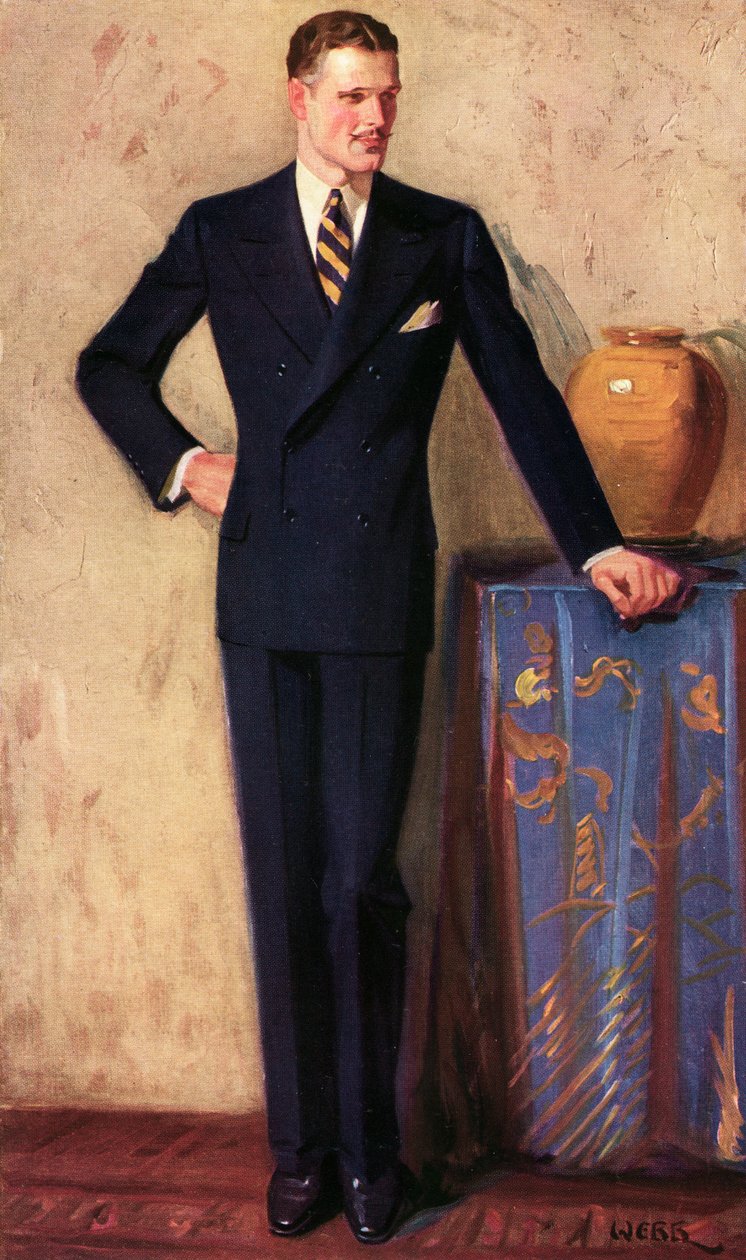 Kruvaze Takım Elbise Giyen Adam Resmi, 1925 dolayları (baskı) by A. Webb