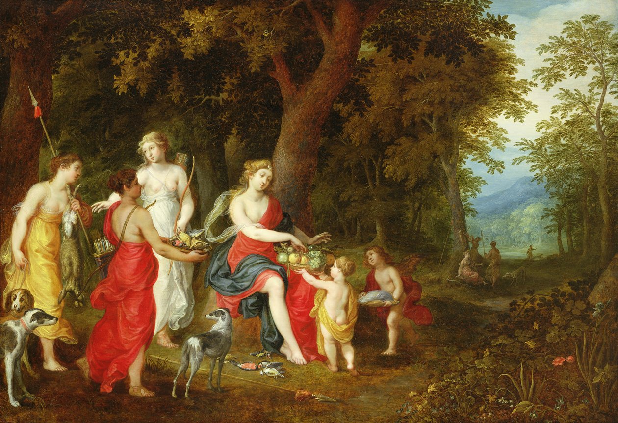 Diana ve Bakireleri, avdan sonra, 1626 by A. and Balen, H. van Govaerts