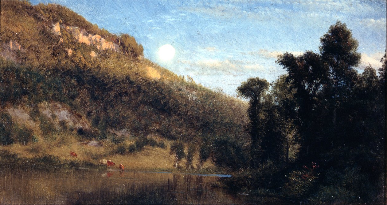 Berkshire Foothills, Meadowbrook Üzerinde Dolunay by Aaron Draper Shattuck