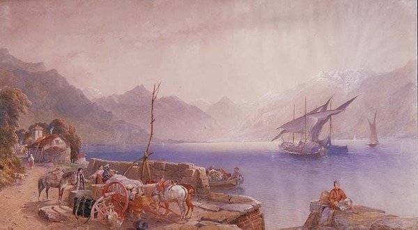 İtalyan bir göl kıyısında by Aaron Edwin Penley