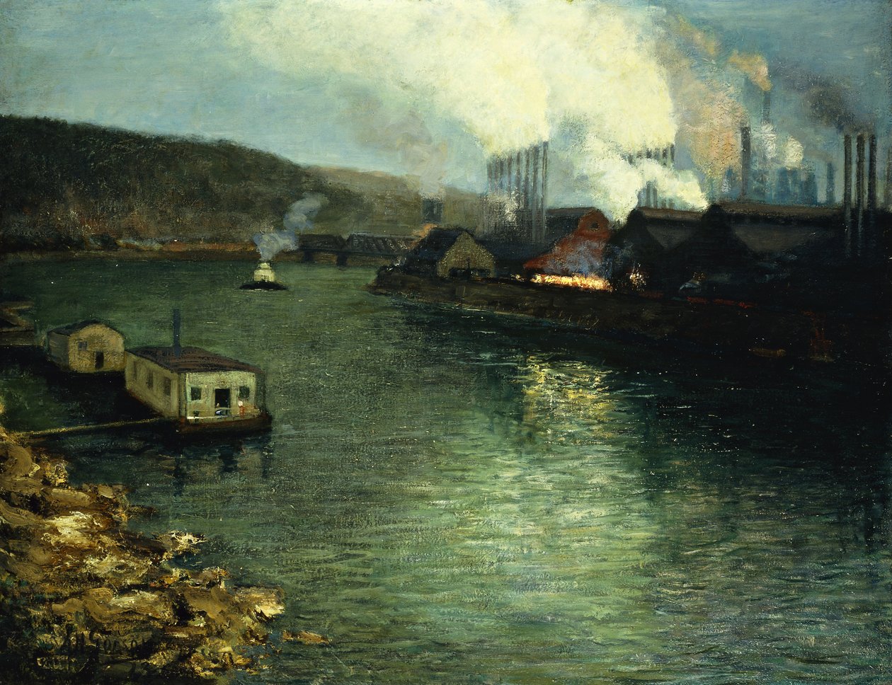 Akşam, Nehirdeki Fabrikalar by Aaron Henry Gorson