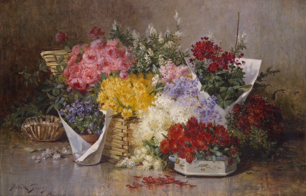 Çiçekli Natürmort (tuval üzerine yağlı boya) by Abbott Fuller Graves