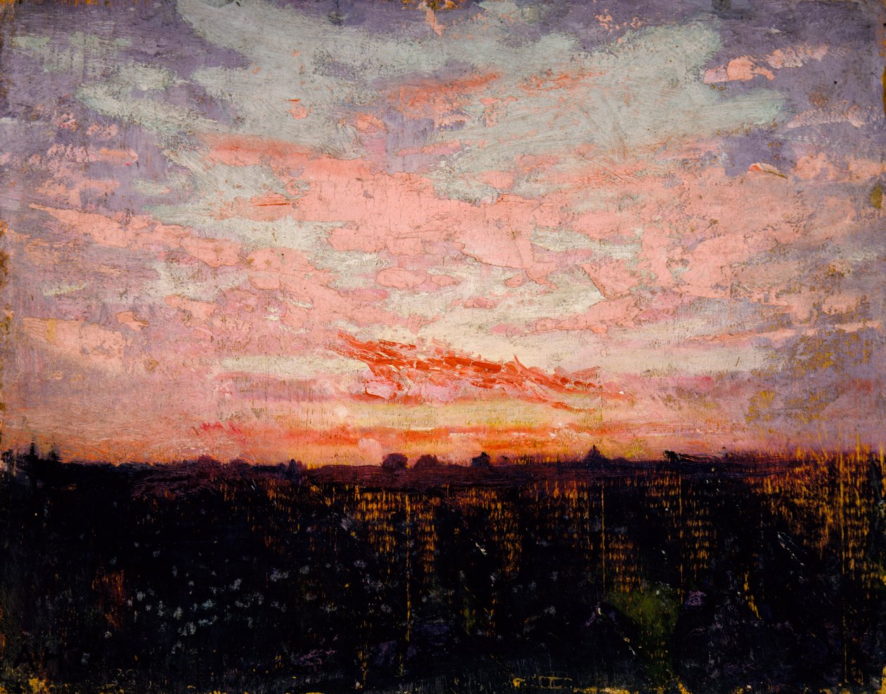 Gün Doğumu veya Gün Batımı, kitap için çalışma, Hayvan Krallığında Renkleri Gizlemek, yakl. 1905-1909. by Abbott Handerson Thayer
