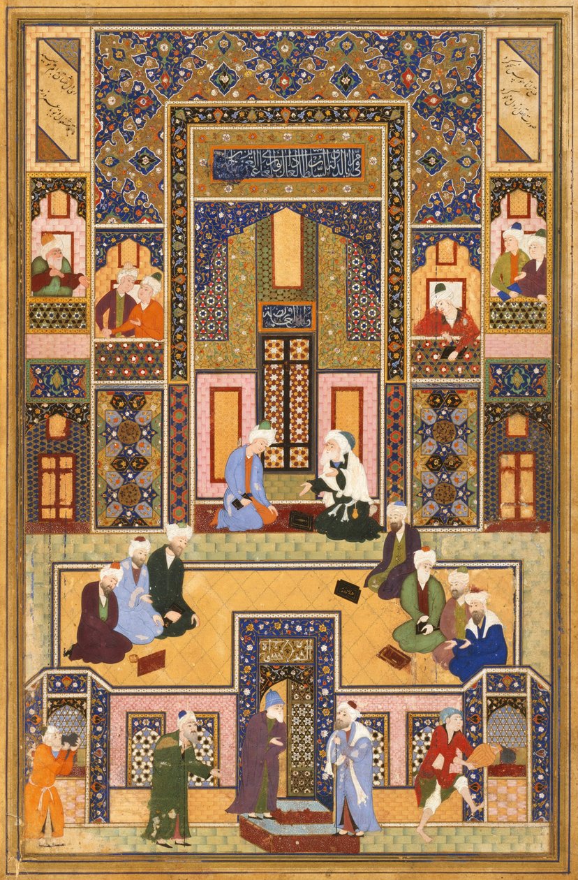İlahiyatçıların Buluşması (kağıt üzerine mürekkep ve sulu boya) by Abd Allah Musawwir