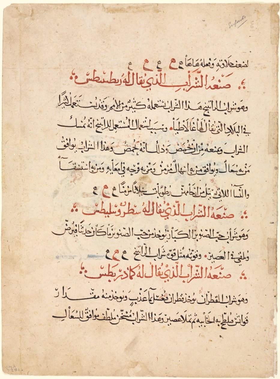 Dioscorides'in Materia Medica'sından metin sayfası by Abdallah ibn al Fadl (Iraq)