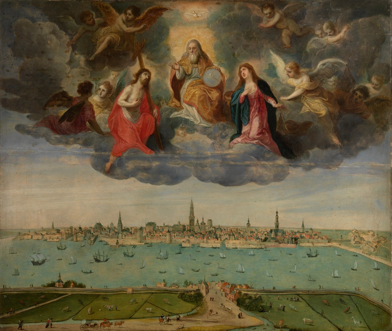 1600'de Antwerp ve Flaman Başı, 1600 dolayları (panel üzerine yağlıboya) by Abel Grimmer or Grimer