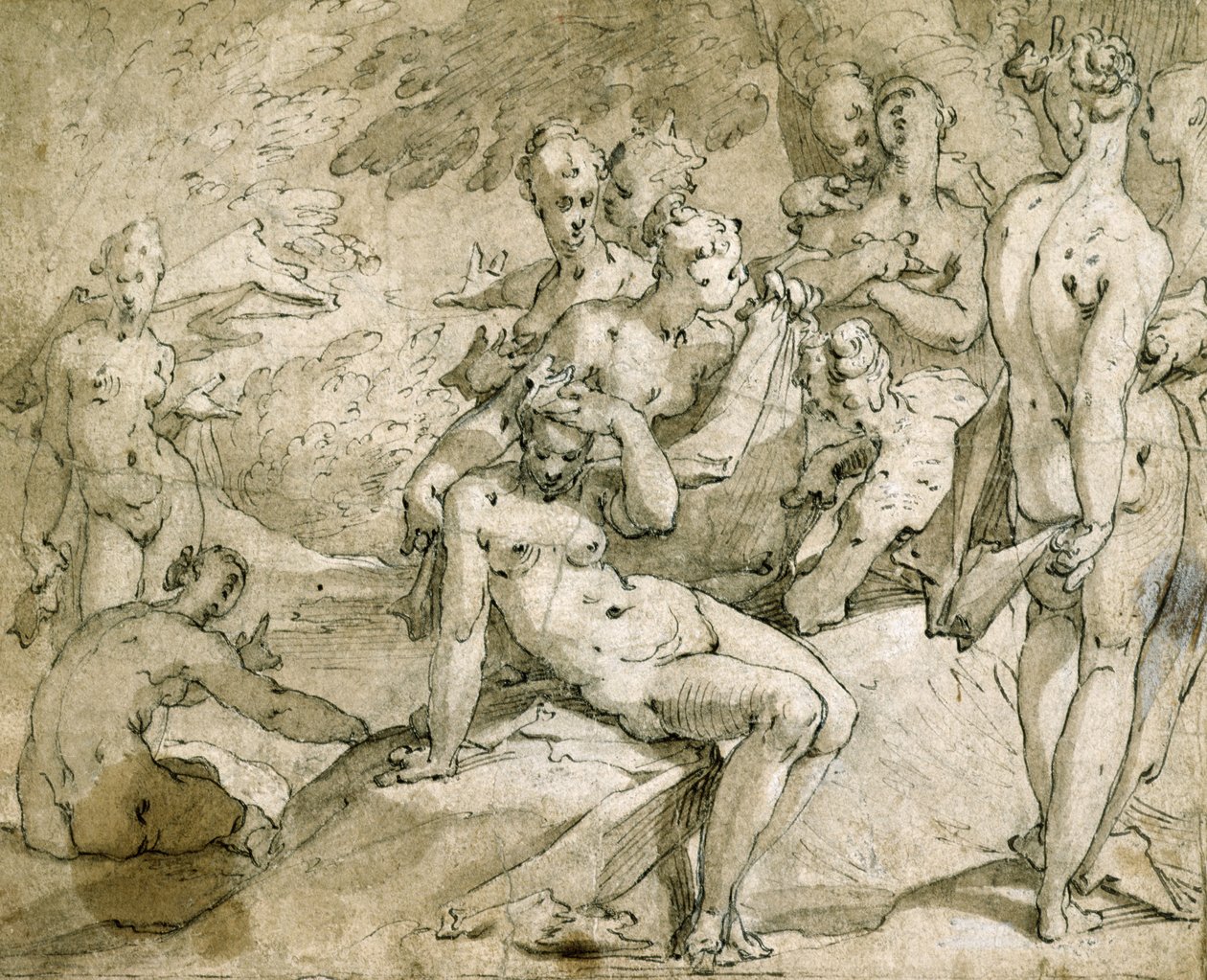 No.3146 Diana ve Callisto, c.1595, (mürekkep ve yıkama) by Abraham Bloemaert