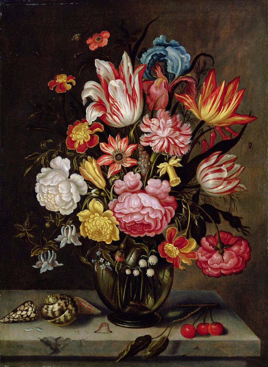 Oval Vazoda Çiçeklerin Natürmortu by Abraham Bosschaert