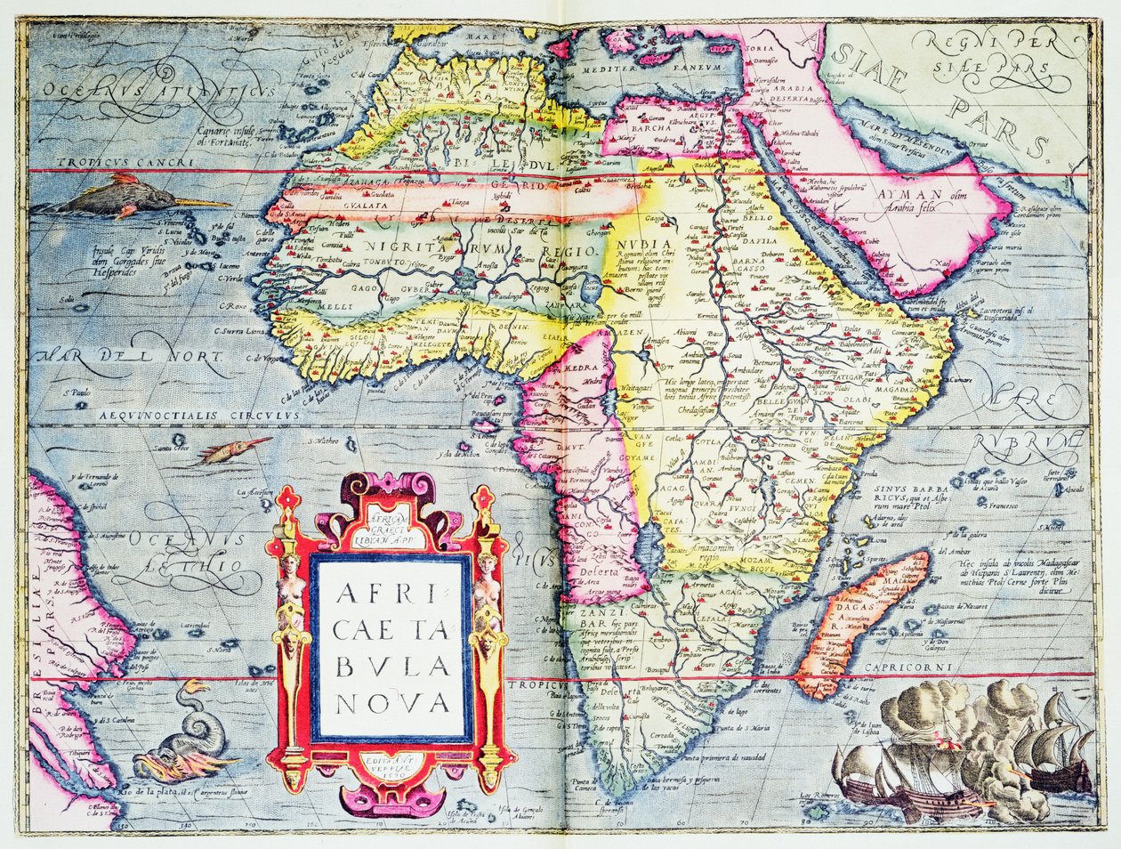 Africae tabvla nova, 1570 (renkli gravür) by Abraham Ortelius