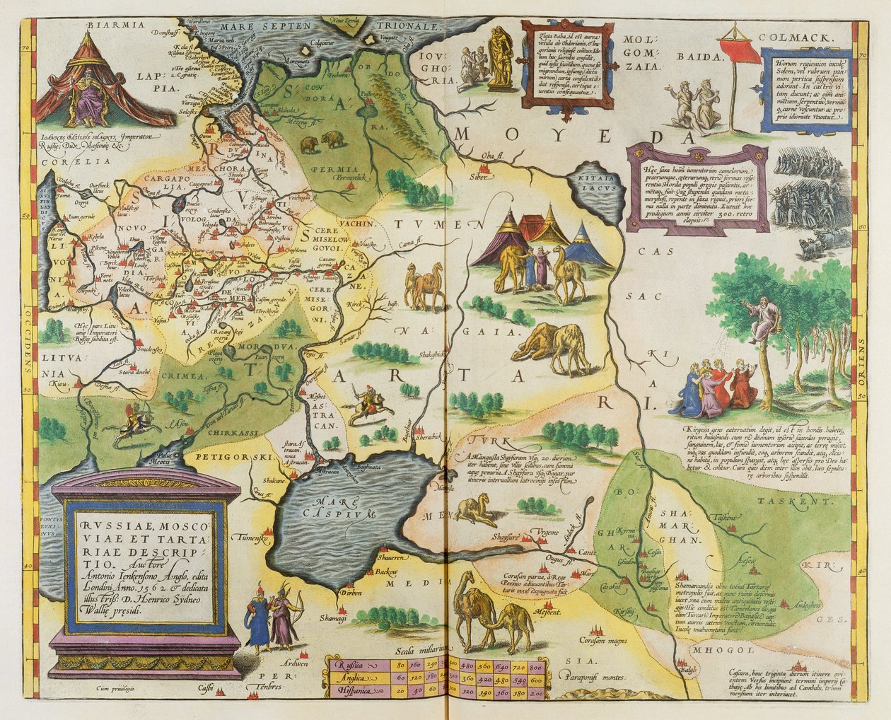 Rus İmparatorluğu Haritası, 1588 (el renkli gravür) by Abraham Ortelius