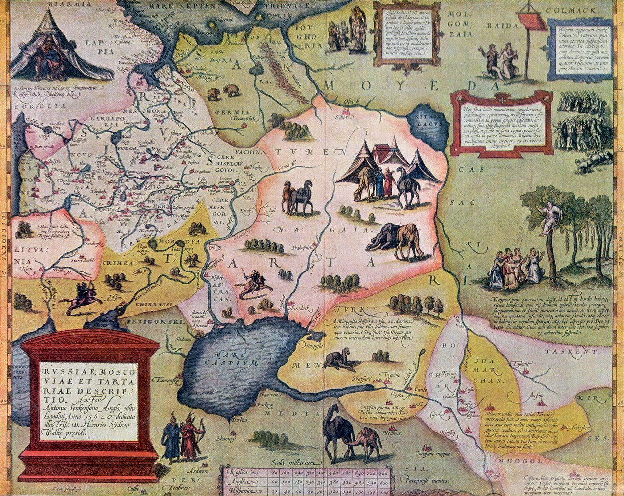 On altıncı yüzyıldaki Rus imparatorluğunun haritası, 1571 tarihli bir orijinalin kopyası by Abraham Ortelius