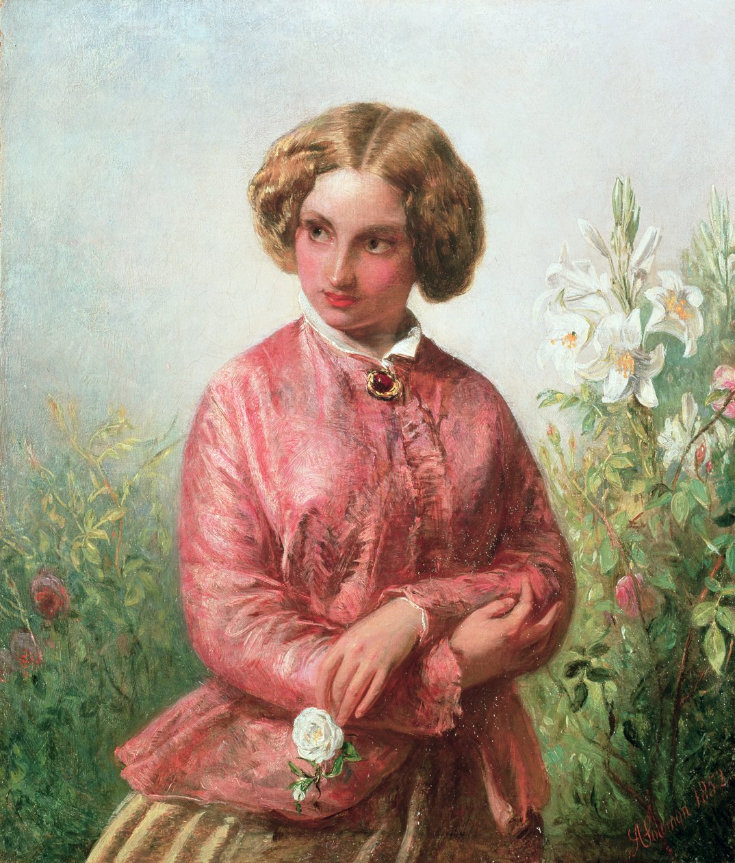 Güllü genç bir kızın portresi by Abraham Solomon