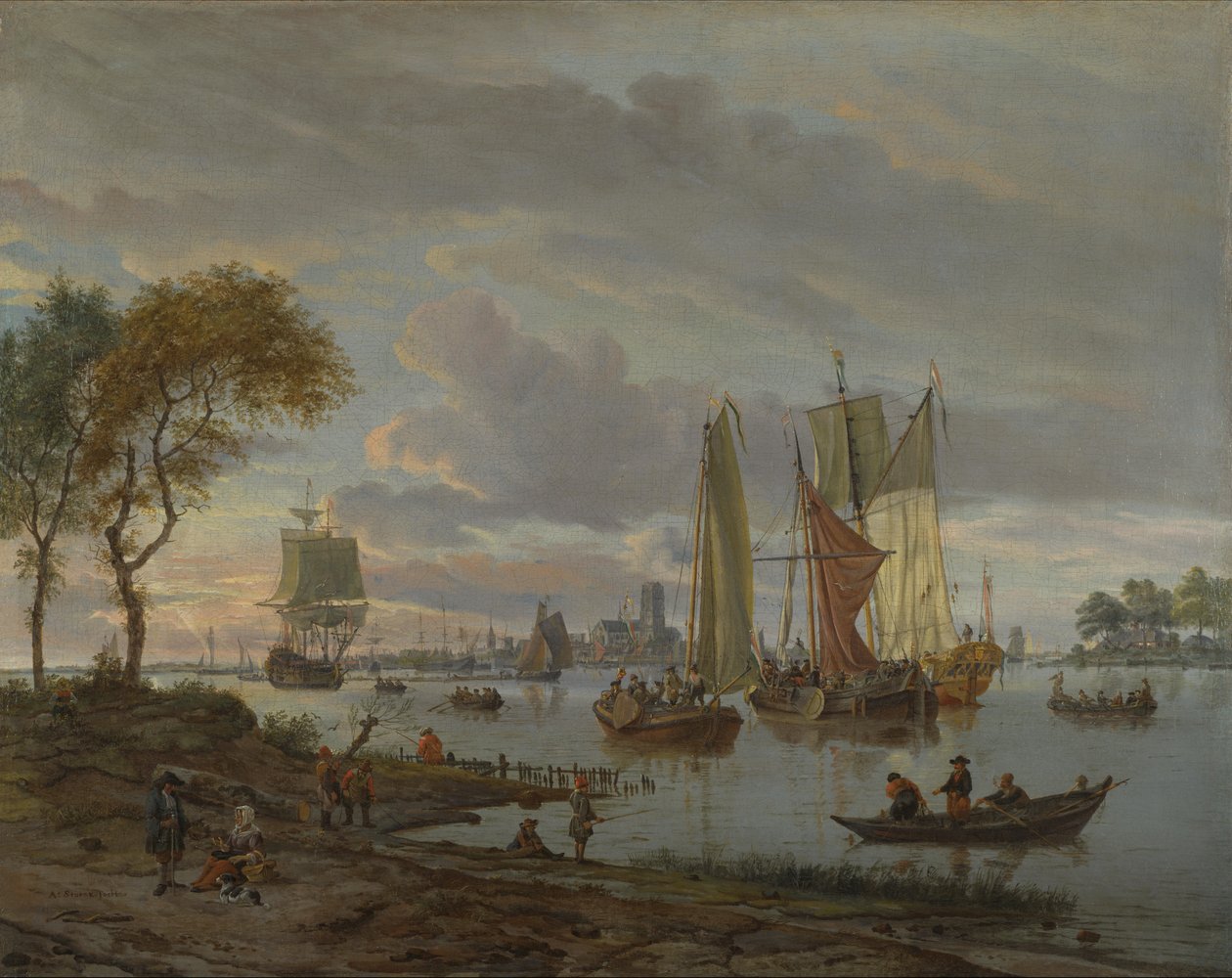 Bir nehir manzarası by Abraham Storck
