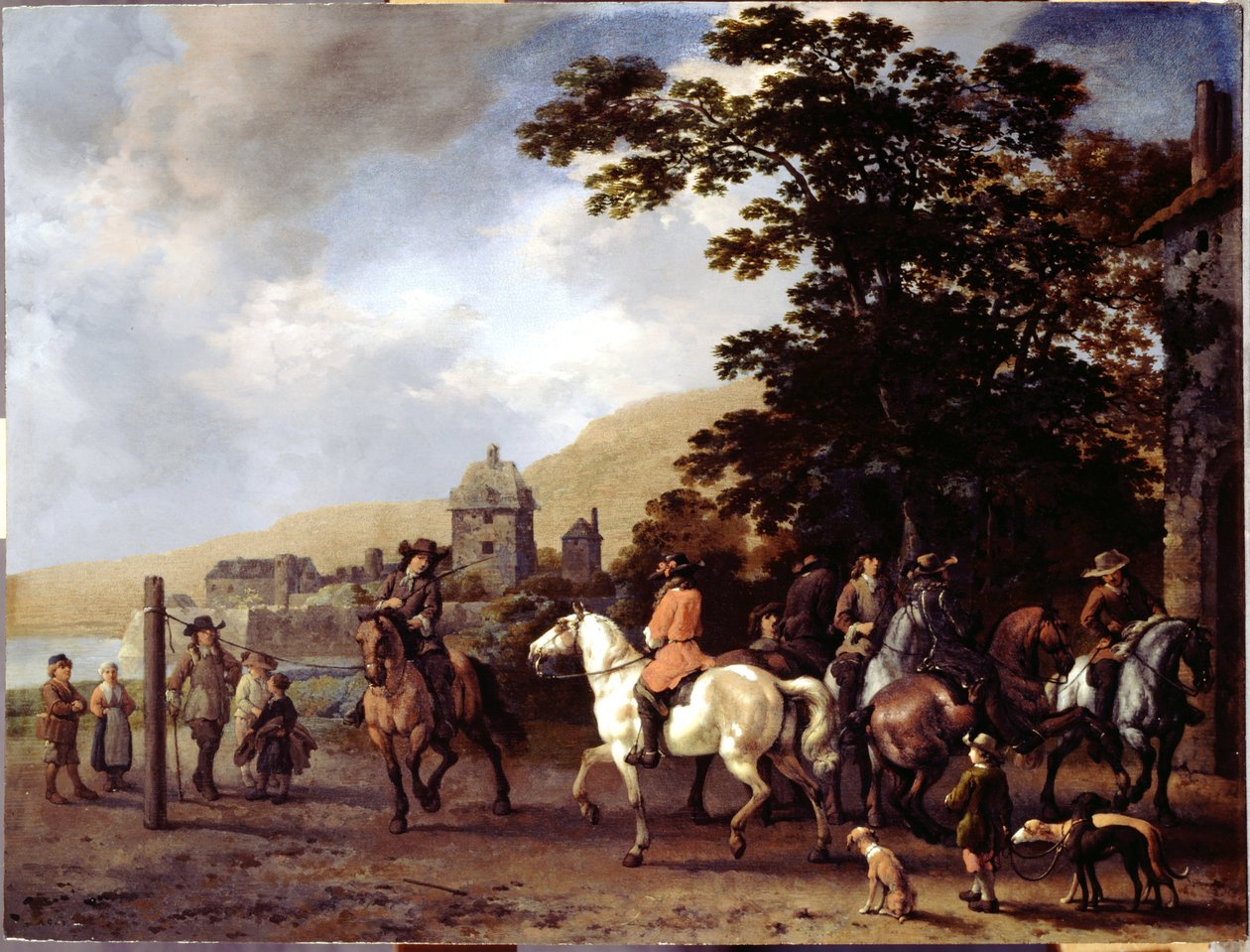 Açık Havada Bir Binicilik Okulu by Abraham van Calraet