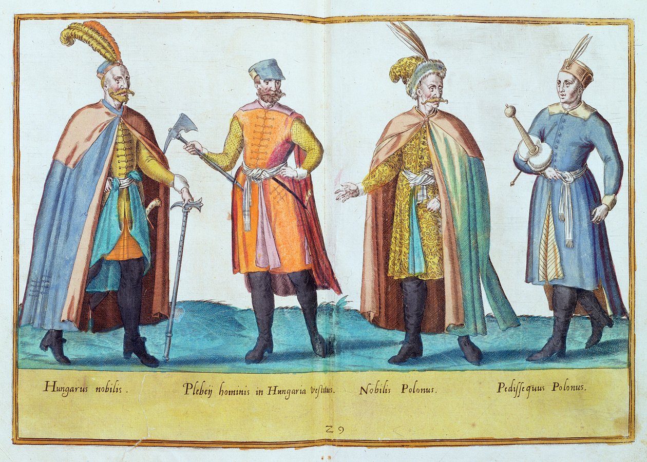 1577'de Köln'de yayınlanan 'Omnium Poene Gentium Imagines'den on altıncı yüzyıl kostümleri (el boyaması gravür) by Abraham de Bruyn